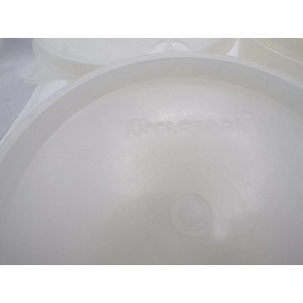 Vintage Tupperware Wonderlier Bowls Set of 3‎ Sheer White with Lids 4 Inch Round